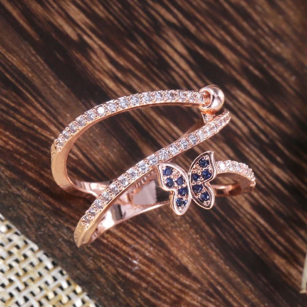 ✨ Irregular Thin Lines Twisted Trendy Butterfly Rings for Women, EVGG1411